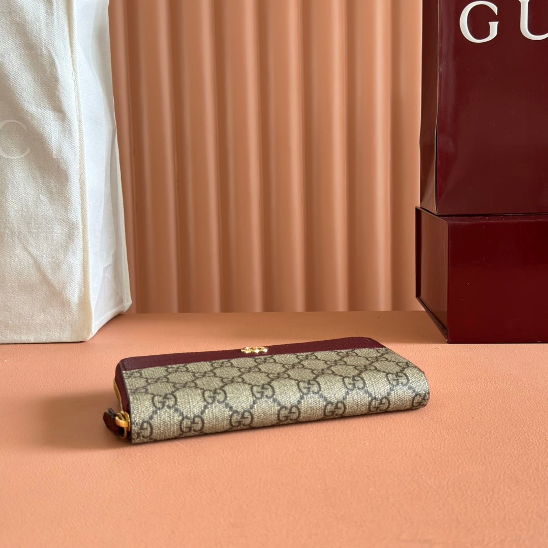 {Style No: 7AMXORNI} GG MARMONT 19 LONG WALLET IN RED AND BEIGE CALFSKIN - Image 6