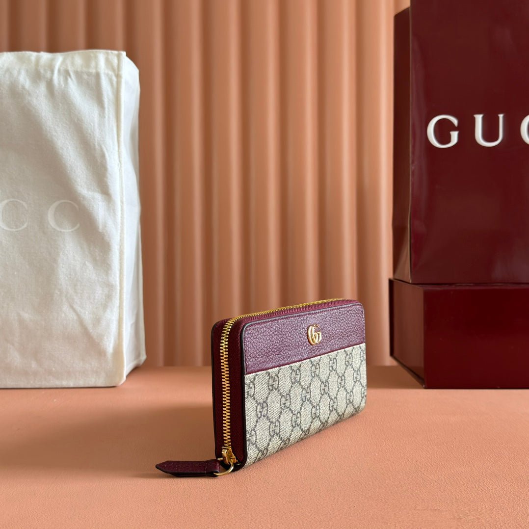 {Style No: 7AMXORNI} GG MARMONT 19 LONG WALLET IN RED AND BEIGE CALFSKIN - Image 3