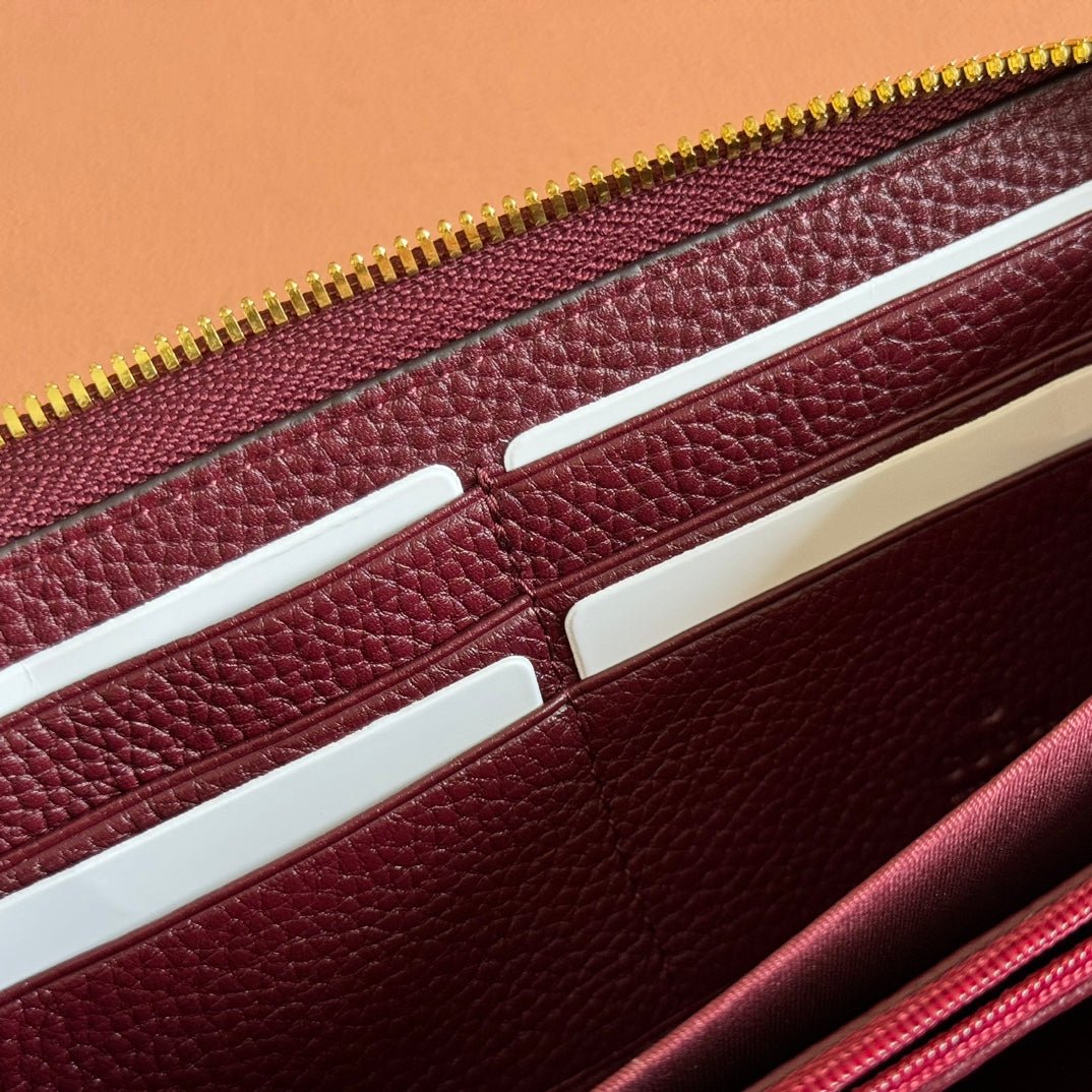{Style No: 7AMXORNI} GG MARMONT 19 LONG WALLET IN RED AND BEIGE CALFSKIN - Image 8
