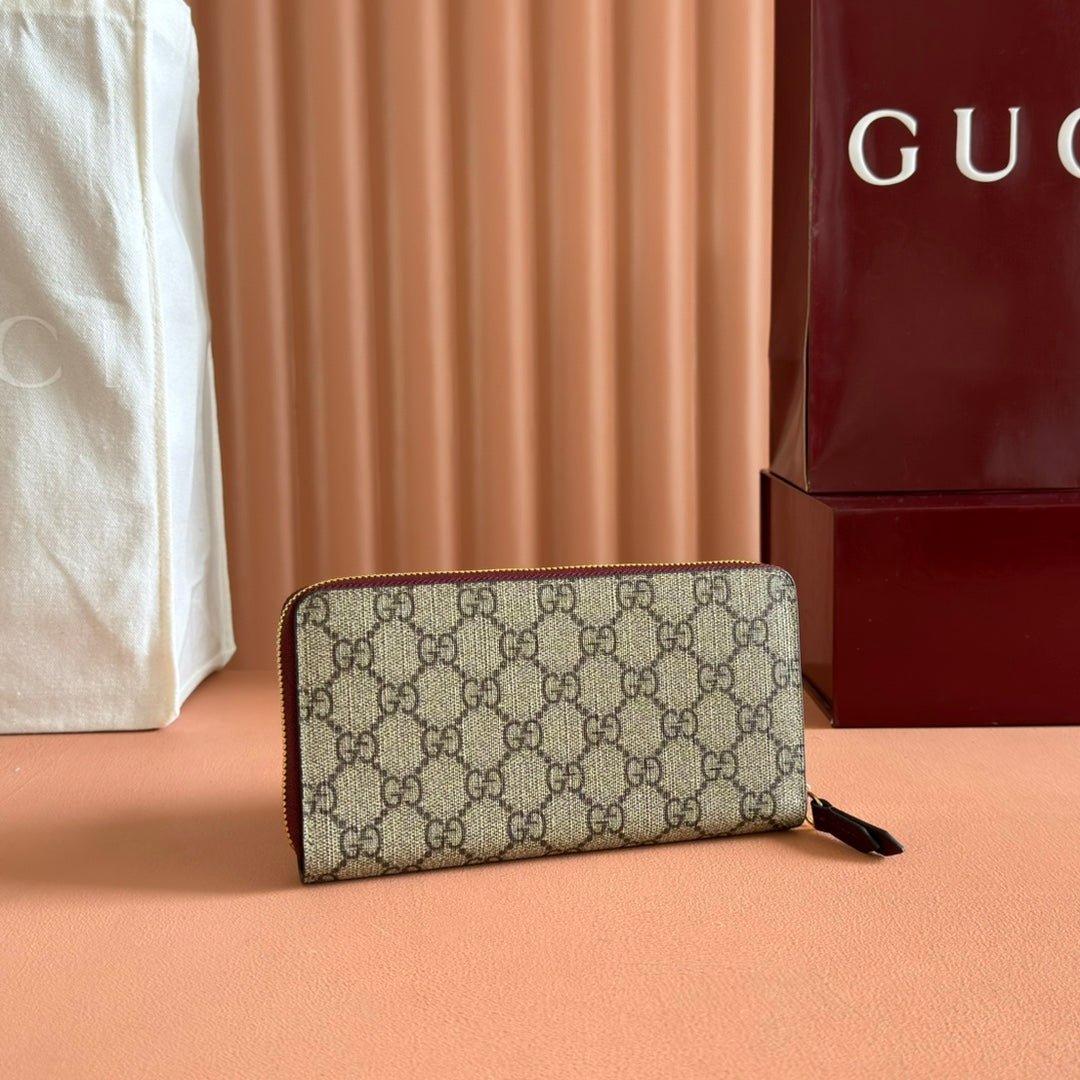 {Style No: 7AMXORNI} GG MARMONT 19 LONG WALLET IN RED AND BEIGE CALFSKIN - Image 2