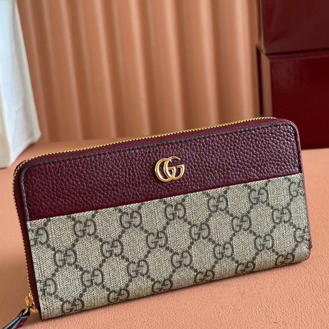 {Style No: 7AMXORNI} GG MARMONT 19 LONG WALLET IN RED AND BEIGE CALFSKIN - Image 5