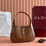 {Style No: NUOXDMS3} JACKIE SMALL SHOULDER BAG 27 IN TAWNY BROWN CALFSKIN GOLD HARDWARE