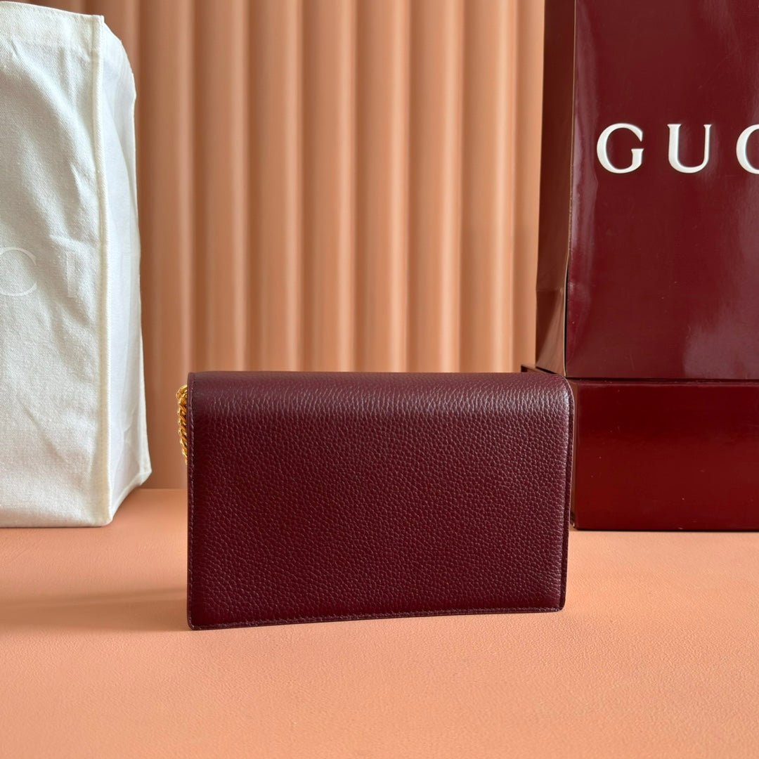{Style No: SEEM12BX} GG MARMONT 20 MINI CHAIN BAG IN DARK RED CALFSKIN - Image 2