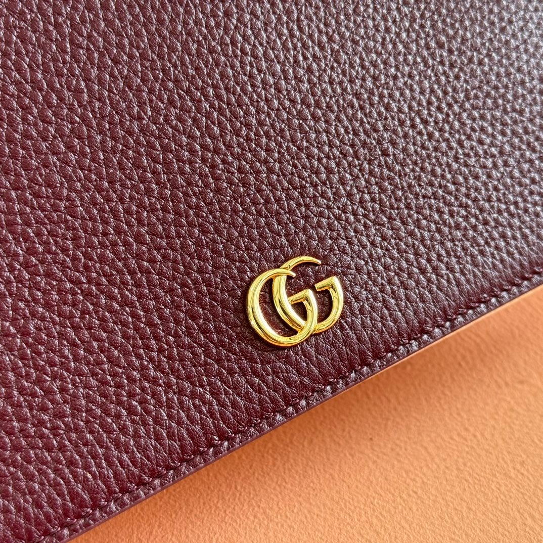 {Style No: SEEM12BX} GG MARMONT 20 MINI CHAIN BAG IN DARK RED CALFSKIN - Image 6