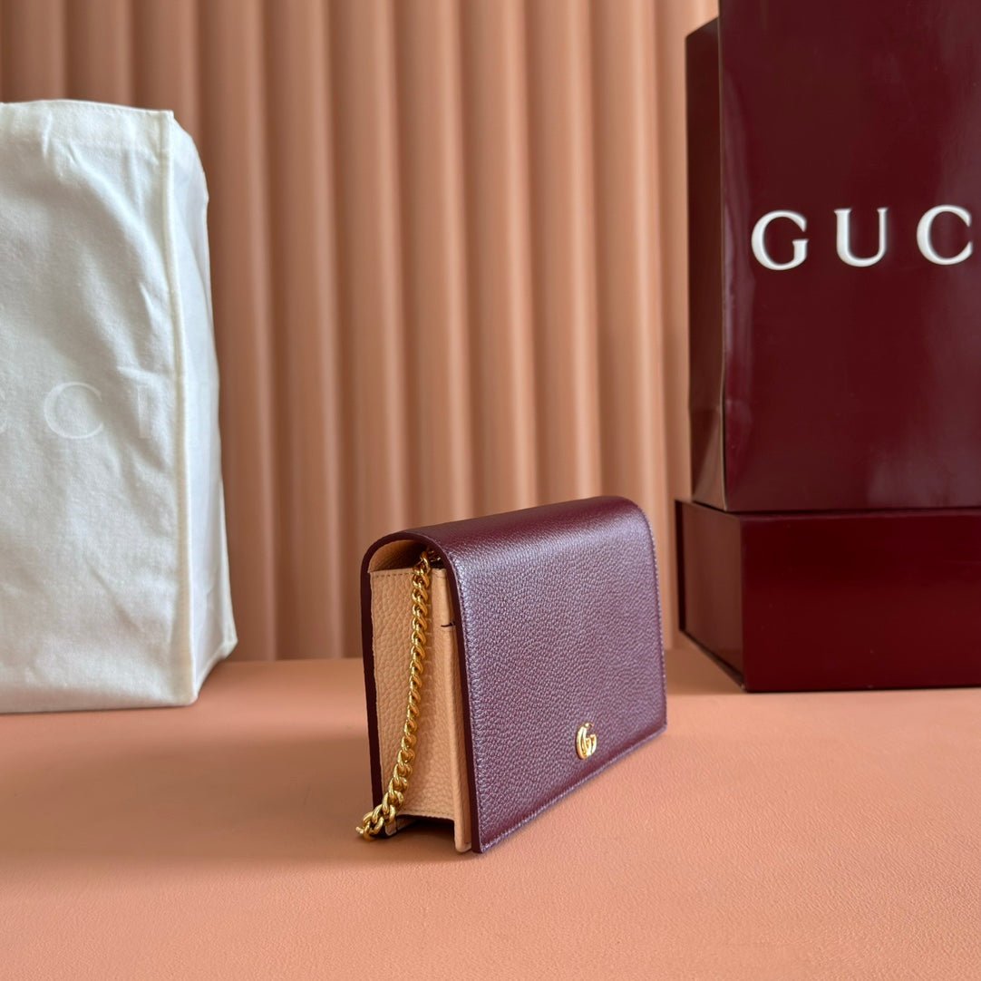 {Style No: SEEM12BX} GG MARMONT 20 MINI CHAIN BAG IN DARK RED CALFSKIN - Image 4