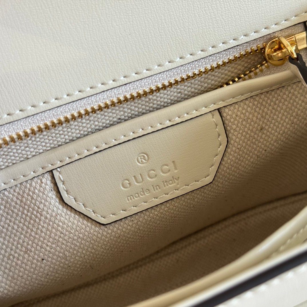 {Style No: D3E3I3VM} GUCCI BAMBOO MINI BAG 21 WHITE IN CALFSKIN - Image 5
