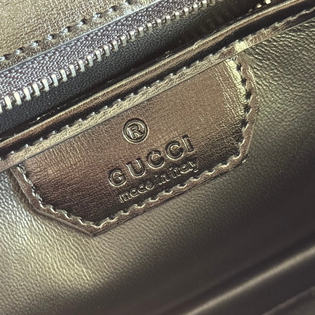 {Style No: 6HZZ51PH} GUCCI BAMBOO MINI BAG 21 FULL BLACK IN CALFSKIN - Image 5