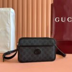 {Style No: LU33TXBC} GUCCI MINI BAG 22 GREY AND BLACK WITH INTERLOCKING G IN CANVAS