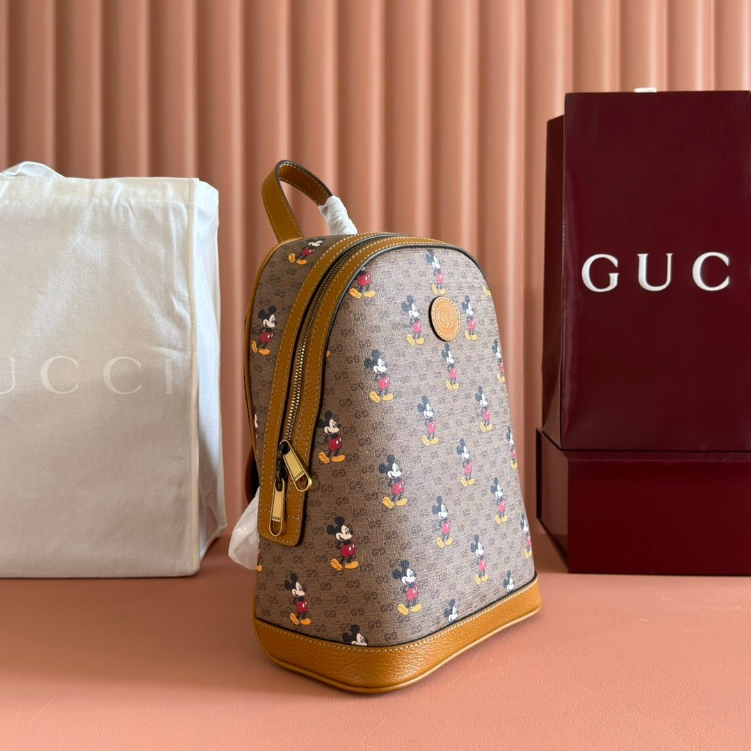 {Style No: FUAJHKEE} GUCCI DONALD MICKEY SMALL BACKPACK 29 CARAMEL IN CALFSKIN - Image 3