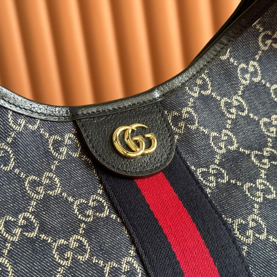 {Style No: FAUZL1ET} GUCCI GIGLIO LARGE TOTE BAG 60 IN BLUE AND WHITE GG DENIM - Image 5