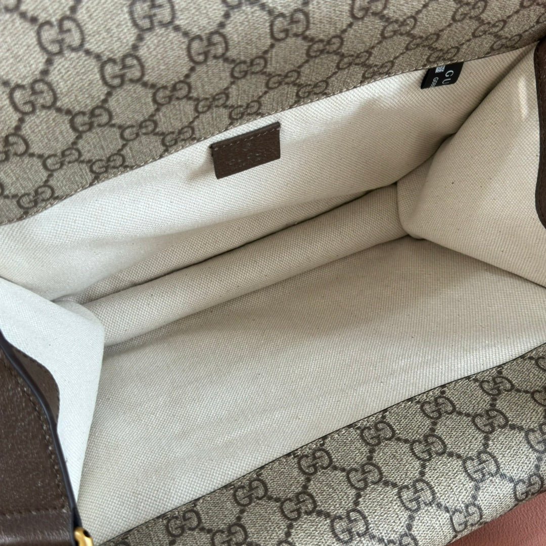 {Style No: Y6CFICEW} GUCCI NEO VINTAGE TIGER HEAD LARGE CROSSBODY BAG 30 IN CANVAS BROWN LEATHER TRIM - Image 8