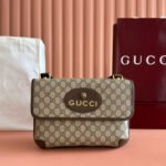 {Style No: Y6CFICEW} GUCCI NEO VINTAGE TIGER HEAD LARGE CROSSBODY BAG 30 IN CANVAS BROWN LEATHER TRIM