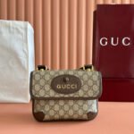 {Style No: ZYPYC26A} GUCCI NEO VINTAGE TIGER HEAD CROSSBODY BAG 22 IN CANVAS BROWN LEATHER TRIM
