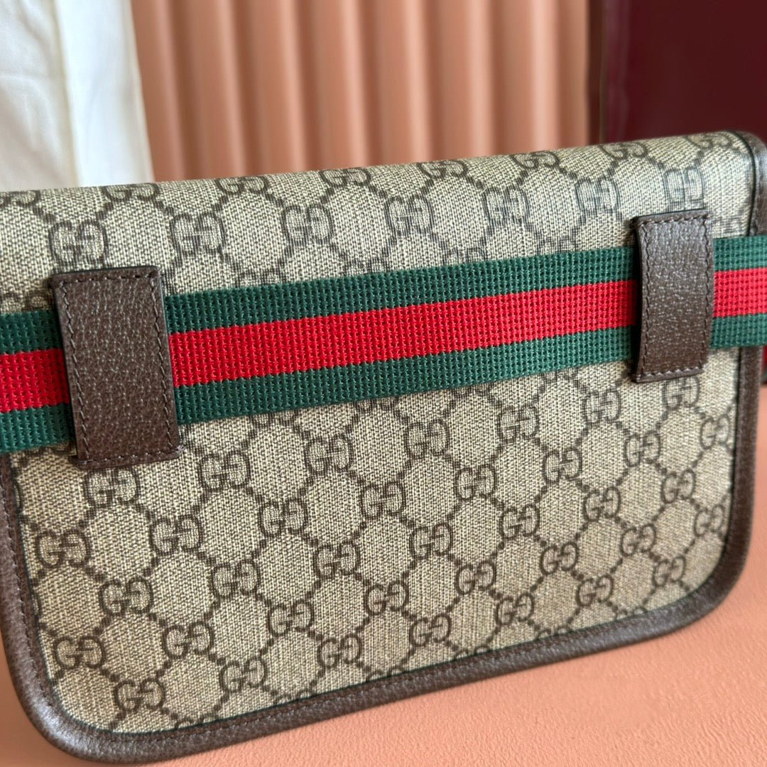 {Style No: ZN72SYMF} GUCCI NEO VINTAGE TIGER HEAD CROSSBODY BAG 24 IN CANVAS BROWN LEATHER TRIM - Image 6