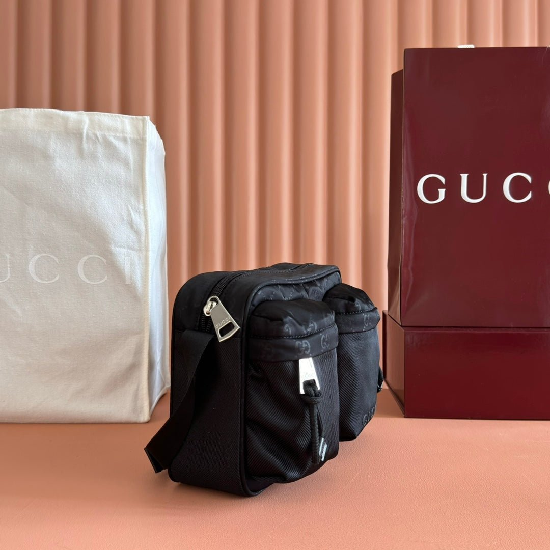 {Style No: E3G1GBCI} GUCCI NEXUS SMALL CROSSBODY BAG 37 IN BLACK NYLON - Image 3