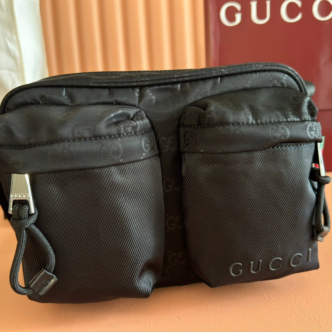 {Style No: E3G1GBCI} GUCCI NEXUS SMALL CROSSBODY BAG 37 IN BLACK NYLON - Image 6