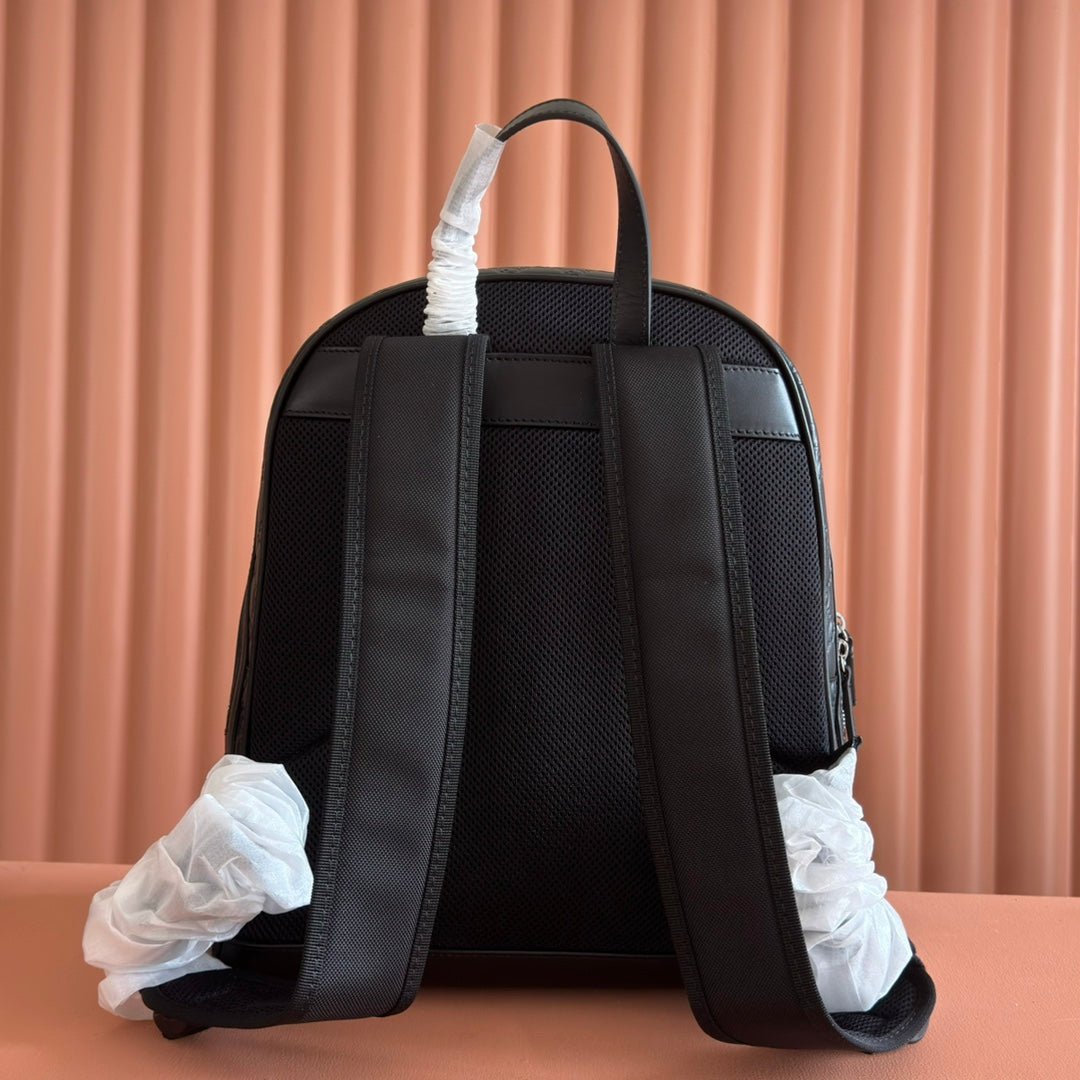 {Style No: YSNPR3IP} EMBOSSED BACKPACK 40 IN BLACK CALFSKIN SILVER HARDWARE - Image 2