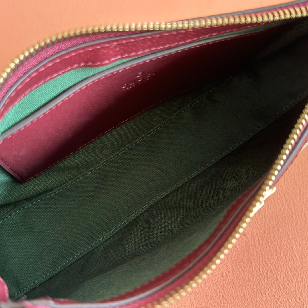 {Style No: I3AO2KVH} OPHIDIA SMALL SHOULDER BAG 26 IN BROWN CANVAS REDDISH BROWN LEATHER TRIM - Image 9