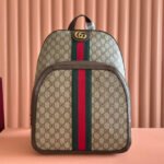 {Style No: O9H8P6EM} GUCCI 25S OPHIDIA BACKPACK 40 IN BEIGE CANVAS AND BROWN CALFSKIN