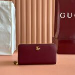 {Style No: 9I194I4I} GG 25S MARMONT WALLET 19 IN RED CALFSKIN GOLD HARDWARE