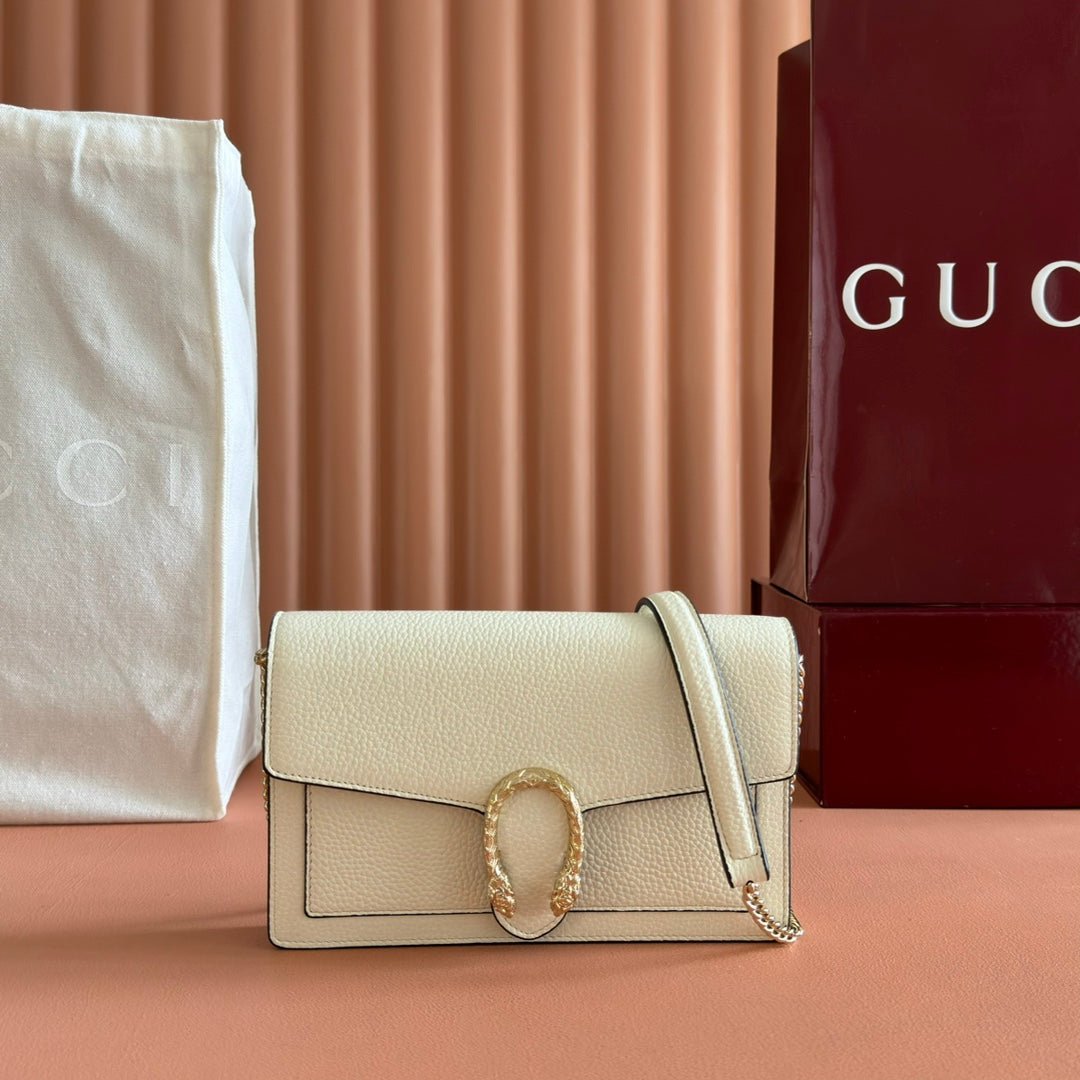 {Style No: R3CTME8I} GUCCI 25S DIONYSUS WALLET ON CHAIN 20 IN IVORY CALFSKIN