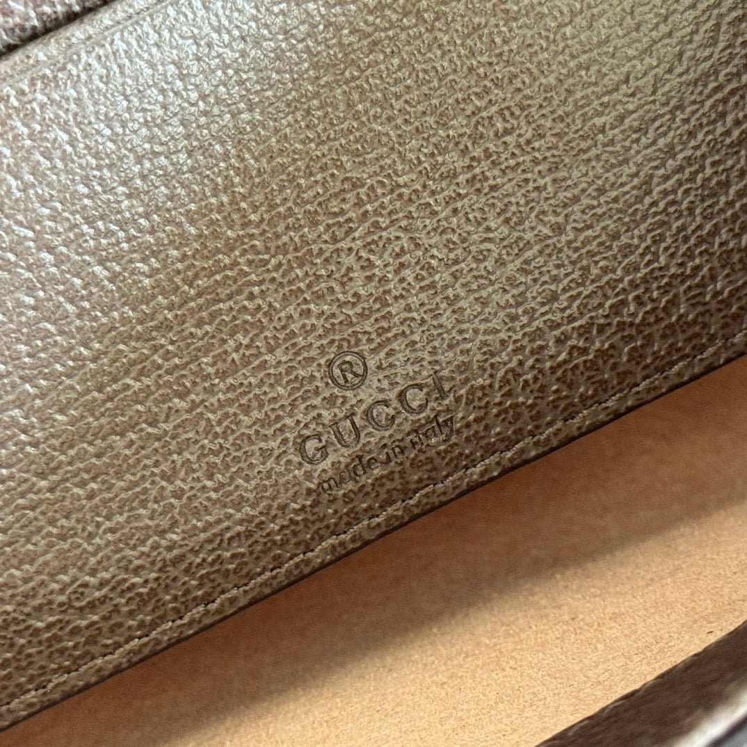 {Style No: W34J97VM} GUCCI 25S OPHIDIA MINI BAG 20 IN DARK BEIGE CANVAS AND BROWN CALFSKIN - Image 8