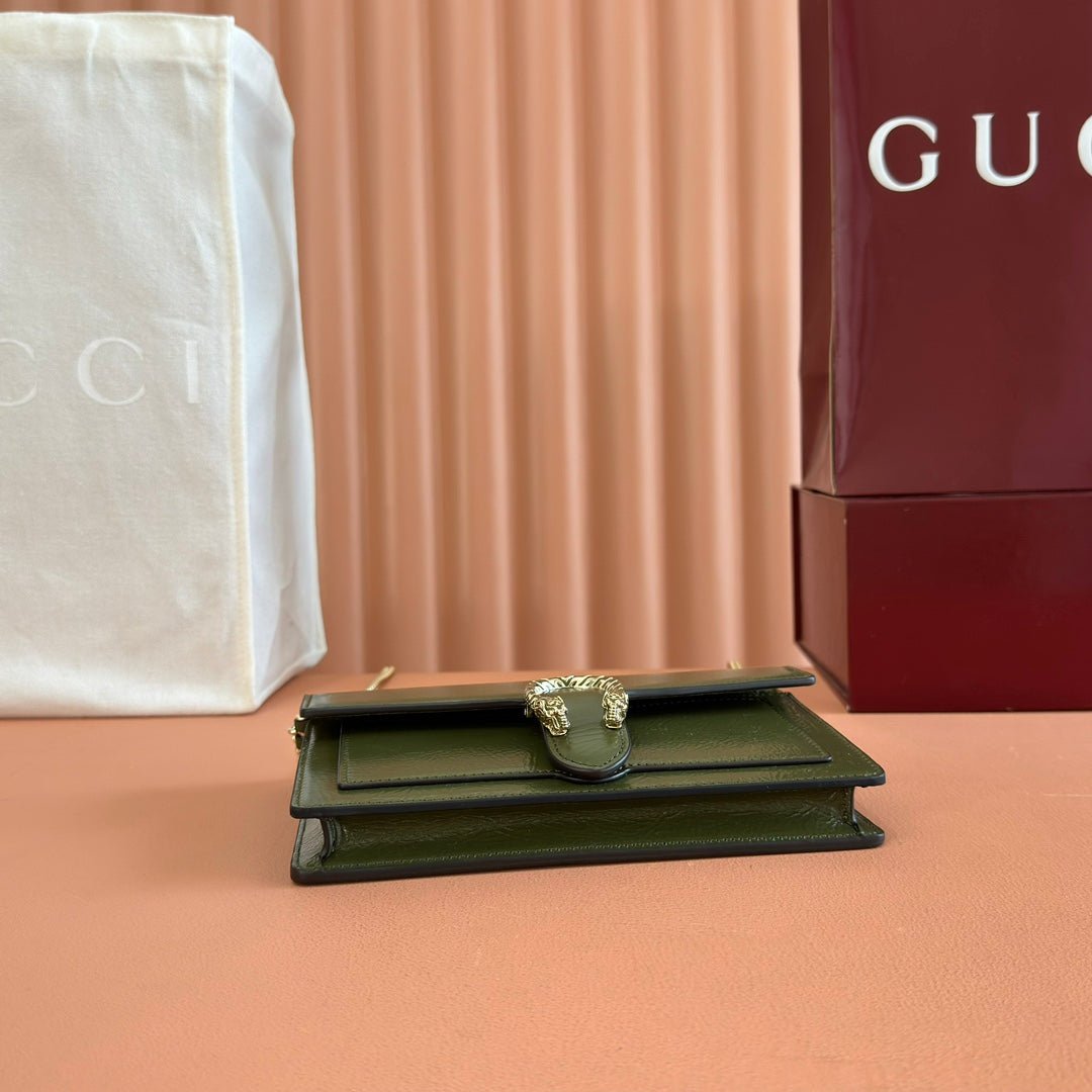 {Style No: LYYGWKE7} GUCCI 25S DIONYSUS WALLET ON CHAIN 20 IN GREEN GLOSSY CALFSKIN - Image 8