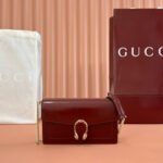{Style No: 7SP9JLLY} GUCCI 25S DIONYSUS WALLET ON CHAIN 20 IN ROSSO ANCORA GLOSSY CALFSKIN