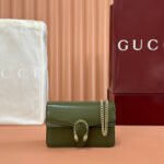 {Style No: O9BCQWOZ} GUCCI 25S DIONYSUS WALLET ON CHAIN 17 IN GREEN GLOSSY CALFSKIN