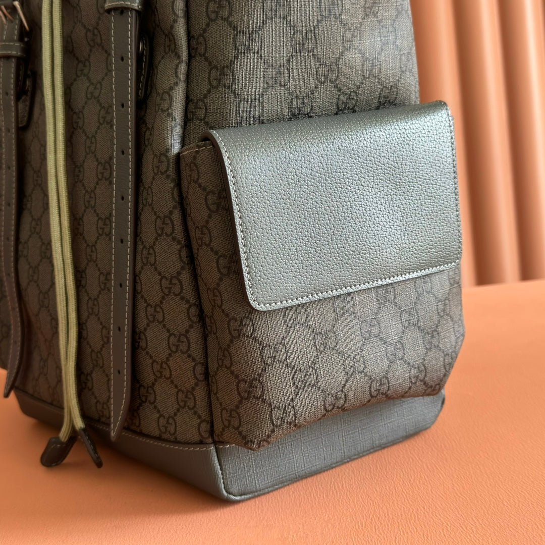 {Style No: FK8U35D9} GUCCI 25S OPHIDIA MEDIUM BACKPACK 40 IN GREEN GRAY CALFSKIN - Image 6