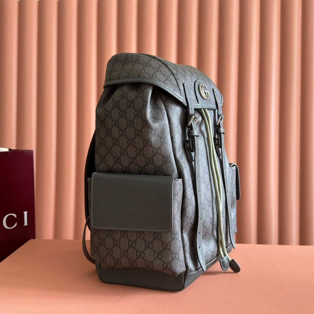 {Style No: FK8U35D9} GUCCI 25S OPHIDIA MEDIUM BACKPACK 40 IN GREEN GRAY CALFSKIN - Image 3