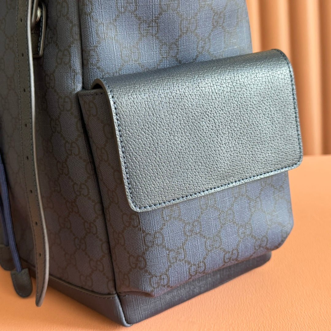 {Style No: PUZTVV79} GUCCI 25S OPHIDIA MEDIUM BACKPACK 40 IN DARK BLUE GRAY CALFSKIN - Image 6