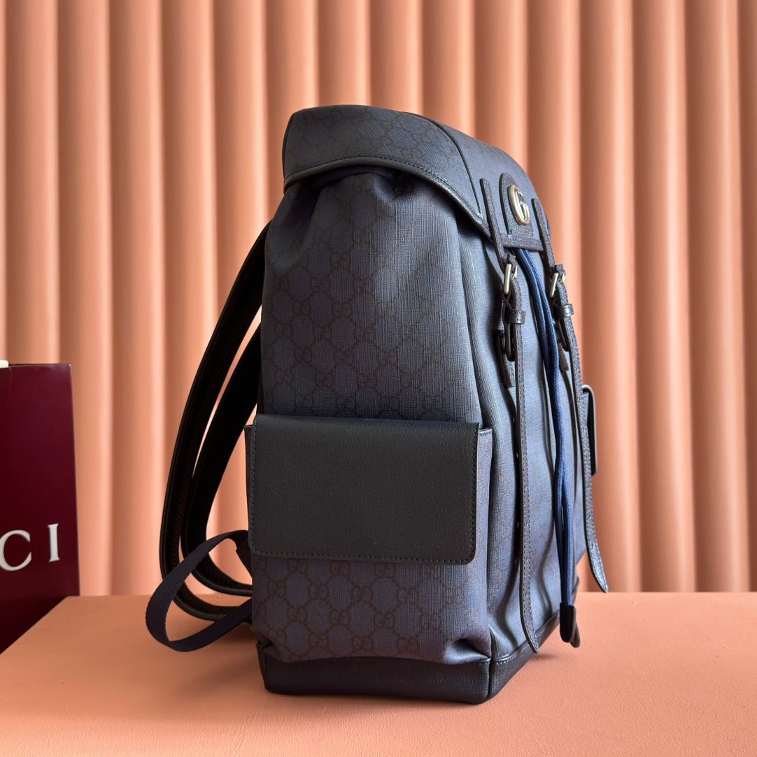{Style No: PUZTVV79} GUCCI 25S OPHIDIA MEDIUM BACKPACK 40 IN DARK BLUE GRAY CALFSKIN - Image 3