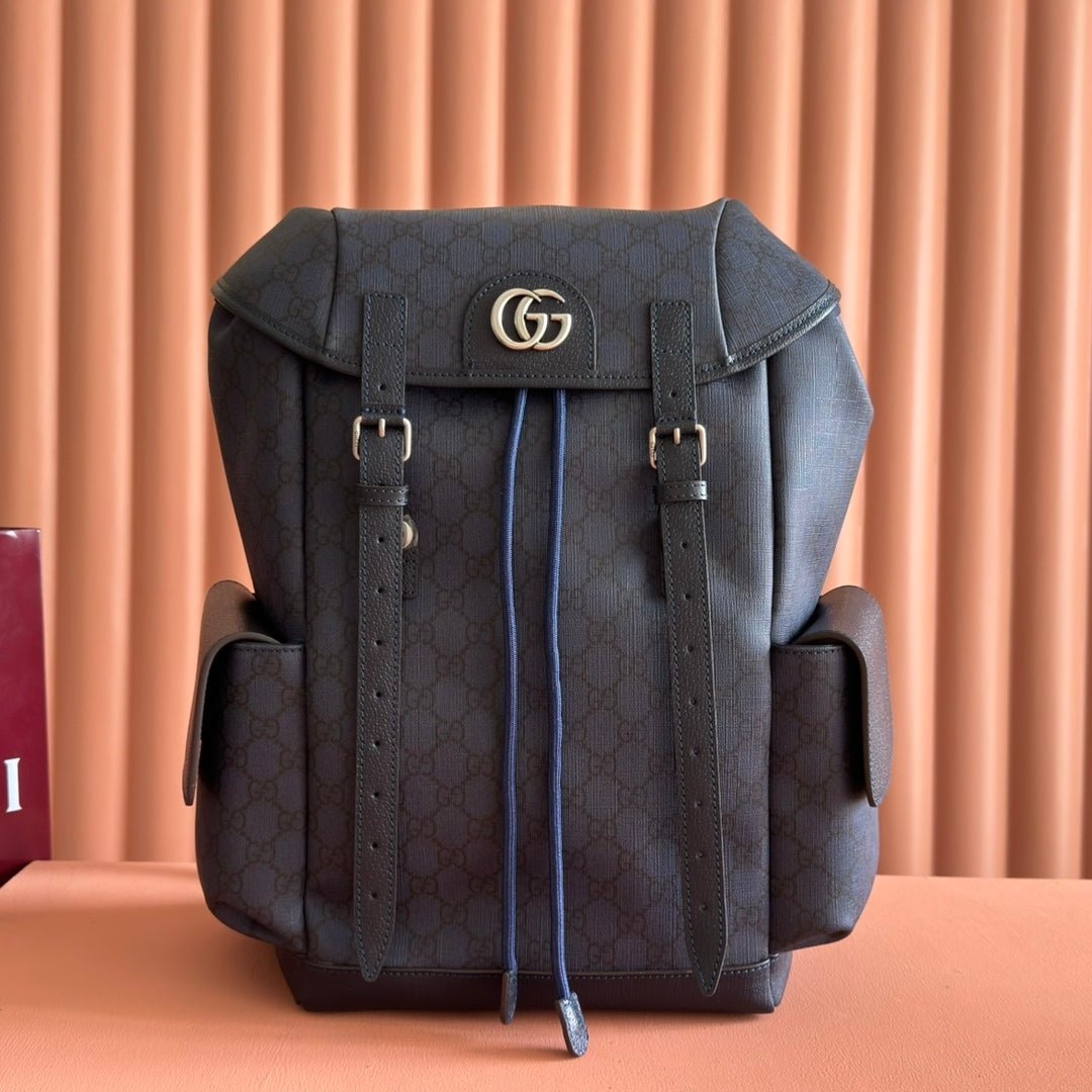 {Style No: PUZTVV79} GUCCI 25S OPHIDIA MEDIUM BACKPACK 40 IN DARK BLUE GRAY CALFSKIN