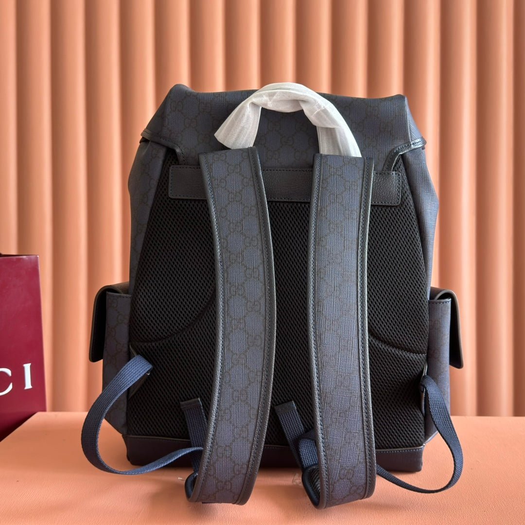 {Style No: PUZTVV79} GUCCI 25S OPHIDIA MEDIUM BACKPACK 40 IN DARK BLUE GRAY CALFSKIN - Image 2