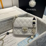 {Style No: V6UNG5DG} 23P Flap Bag 16cm Grey Calfskin Siver Hardware