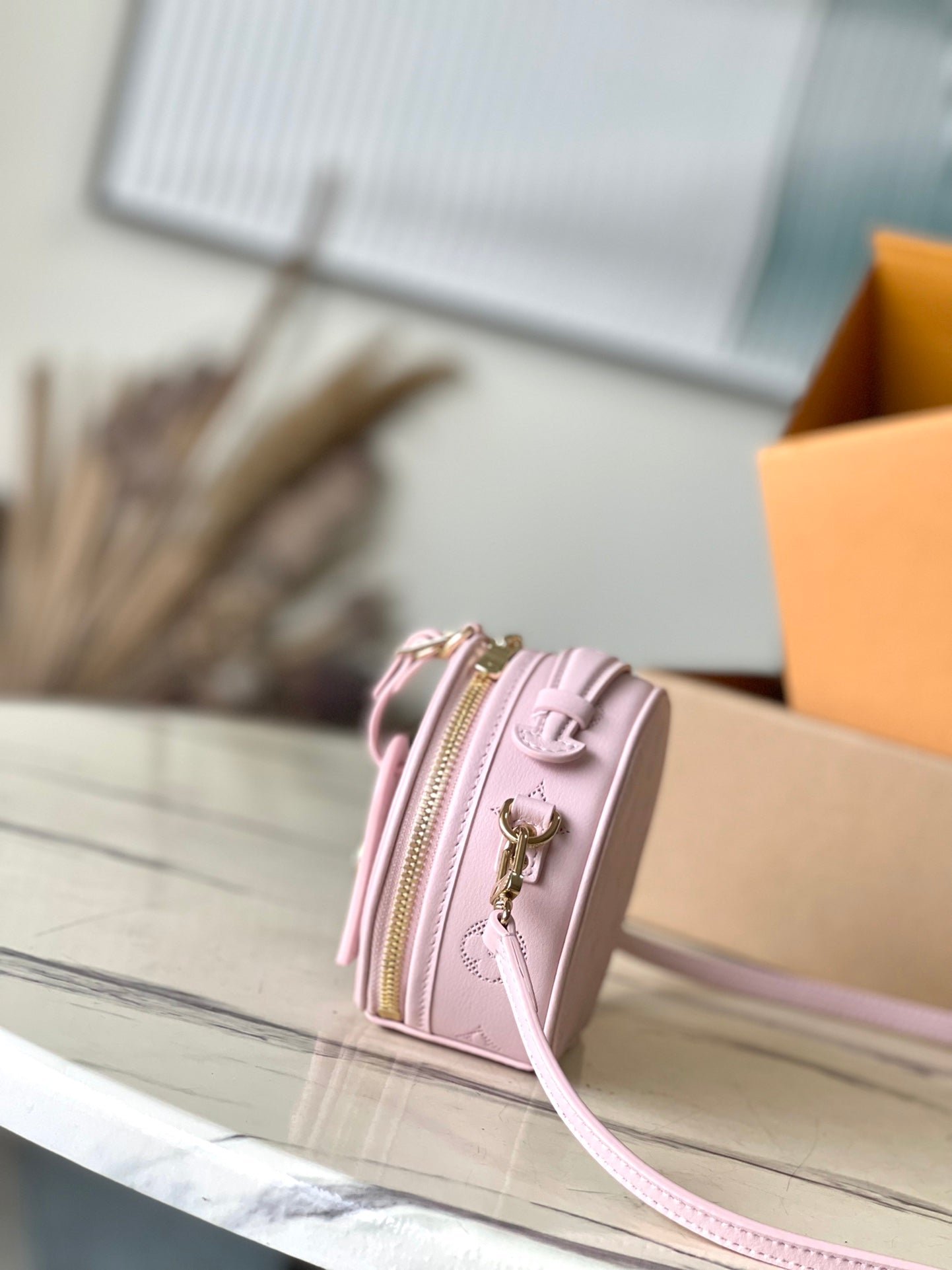 {Style No: NHTDSCWB} MINI BOITE CHAPEAU 13 IN LIGHT PINK MONOGRAM PERFORATED CALFSKIN - Image 7