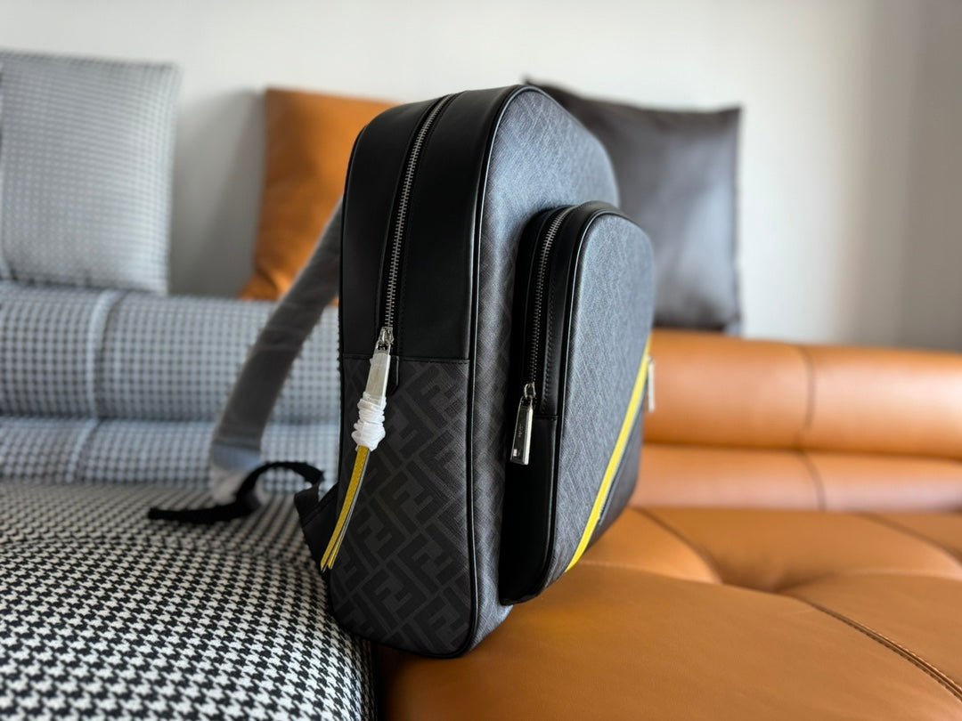 {Style No: Z3MIHAXY} FENDI 44 MINI BACKPACK IN BLACK MONOGRAM JACQUARD FABRIC AND CALFSKIN - Image 6