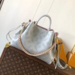 {Style No: X58QBT65} LV 25S BELLA TOTE BAG 32 IN PINK GREY PERFORATED MAHINA CALFSKIN