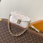 {Style No: PQXK7OPE} LV 25S EAST WEST POCHETTE MÉTIS BAG 21 IN BEIGE DREAM EMBOSSED TEXTURED CALFSKIN