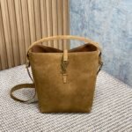 {Style No: I7YXVBPK} LE 37 SMALL BUCKET BAG 25 IN BROWN SUEDE GOLD HARDWARE