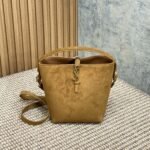 {Style No: G61SN7C2} LE 37 SMALL BUCKET BAG 20 IN BROWN SUEDE GOLD HARDWARE
