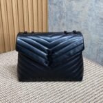 {Style No: UEPEJG1O} LOULOU SHOULDER BAG 32 IN BLACK QUILTED LAMBSKIN BLACK HARDWARE