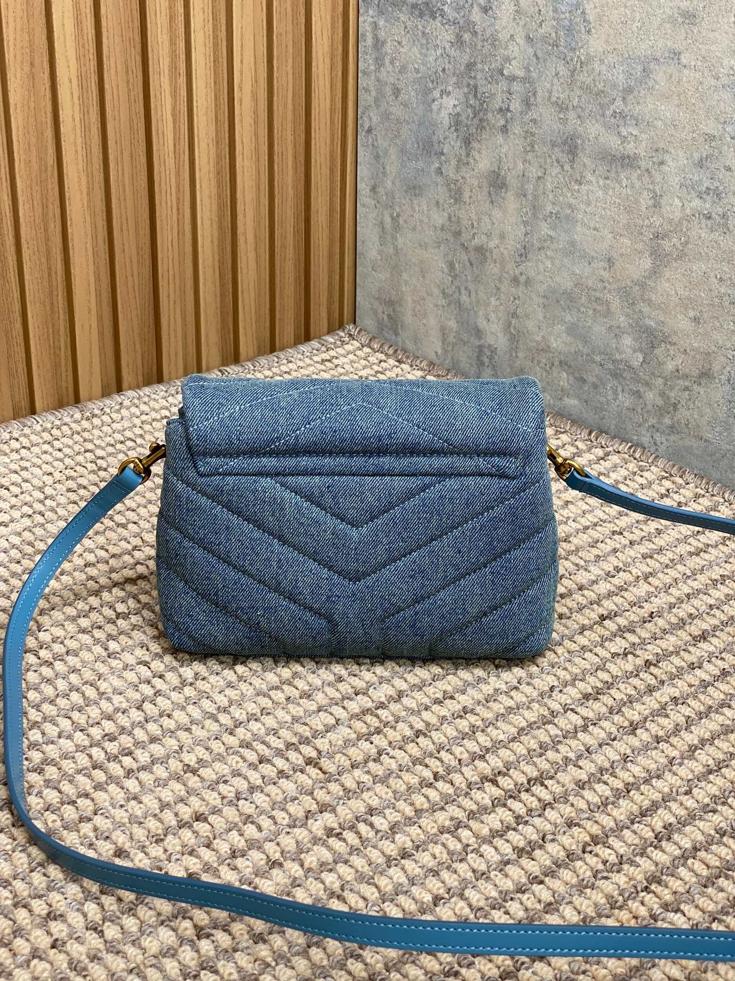 {Style No: C95384OL} LOULOU MINI BAG 20 IN BLUE DENIM GOLD HARDWARE - Image 4