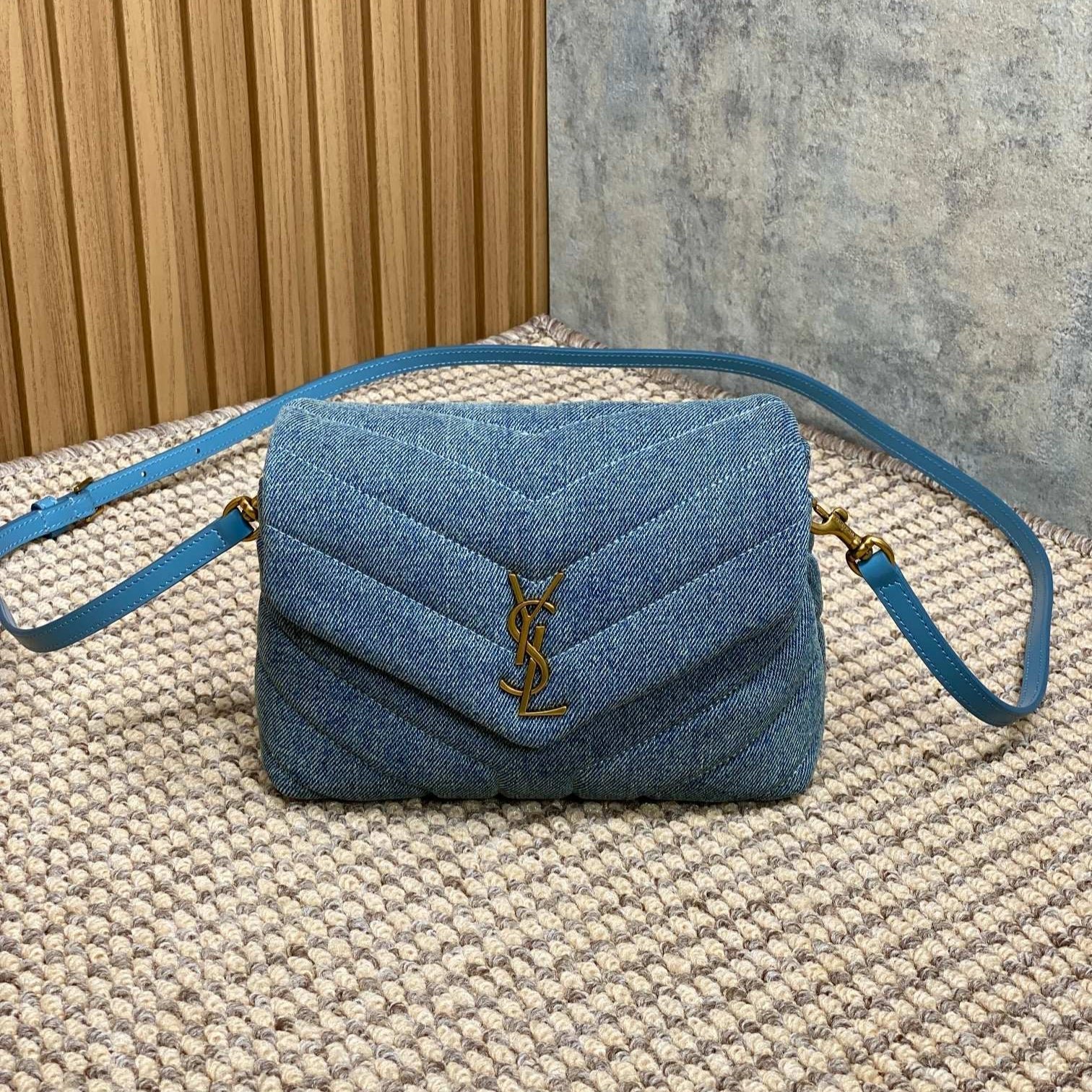 {Style No: C95384OL} LOULOU MINI BAG 20 IN BLUE DENIM GOLD HARDWARE