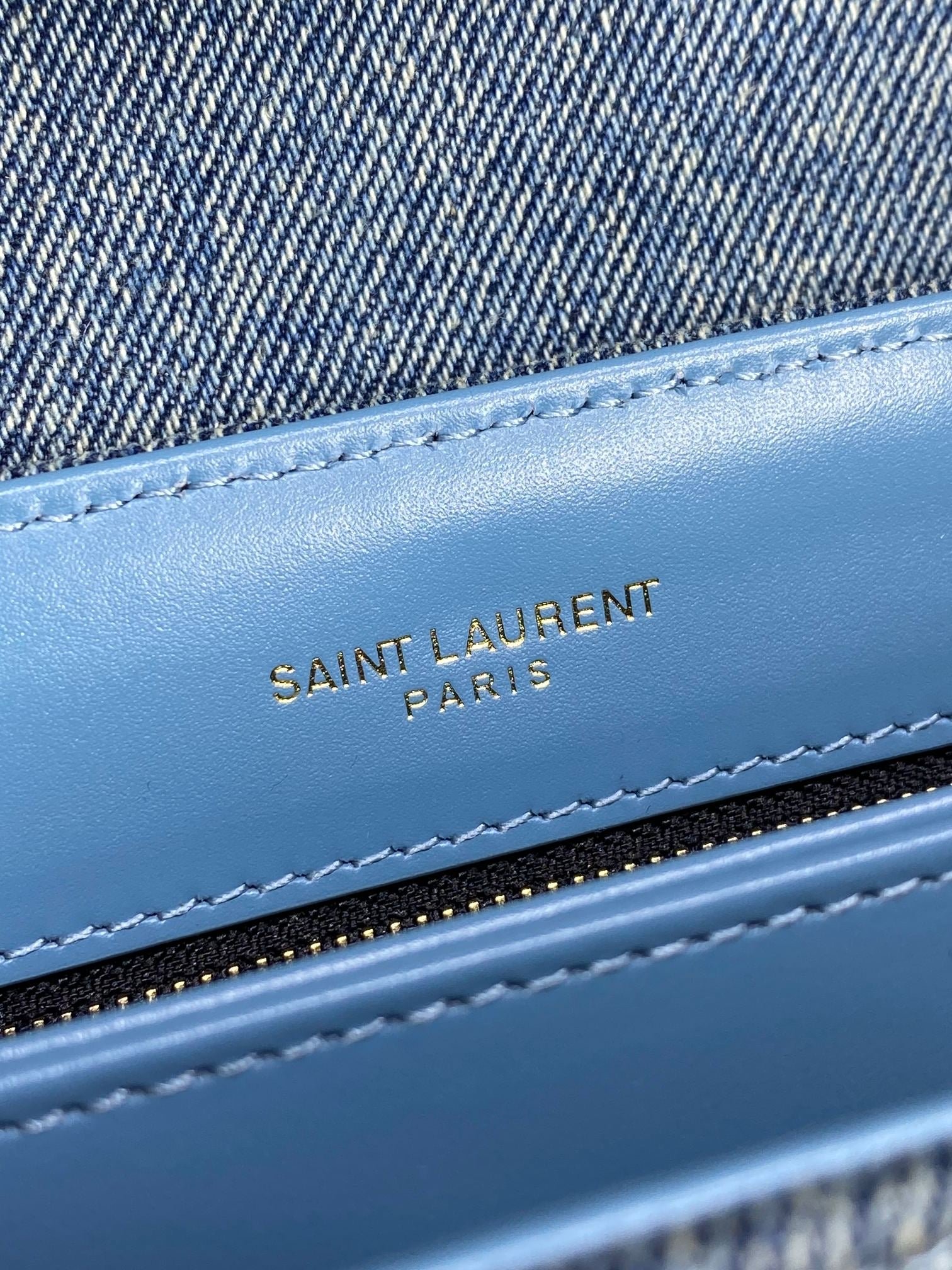 {Style No: C95384OL} LOULOU MINI BAG 20 IN BLUE DENIM GOLD HARDWARE - Image 7