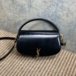 {Style No: 5P4EUELX} VOLTAIRE HALF-MOON SHOULDER BAG 24 IN BLACK CALFSKIN GOLD METALLIC