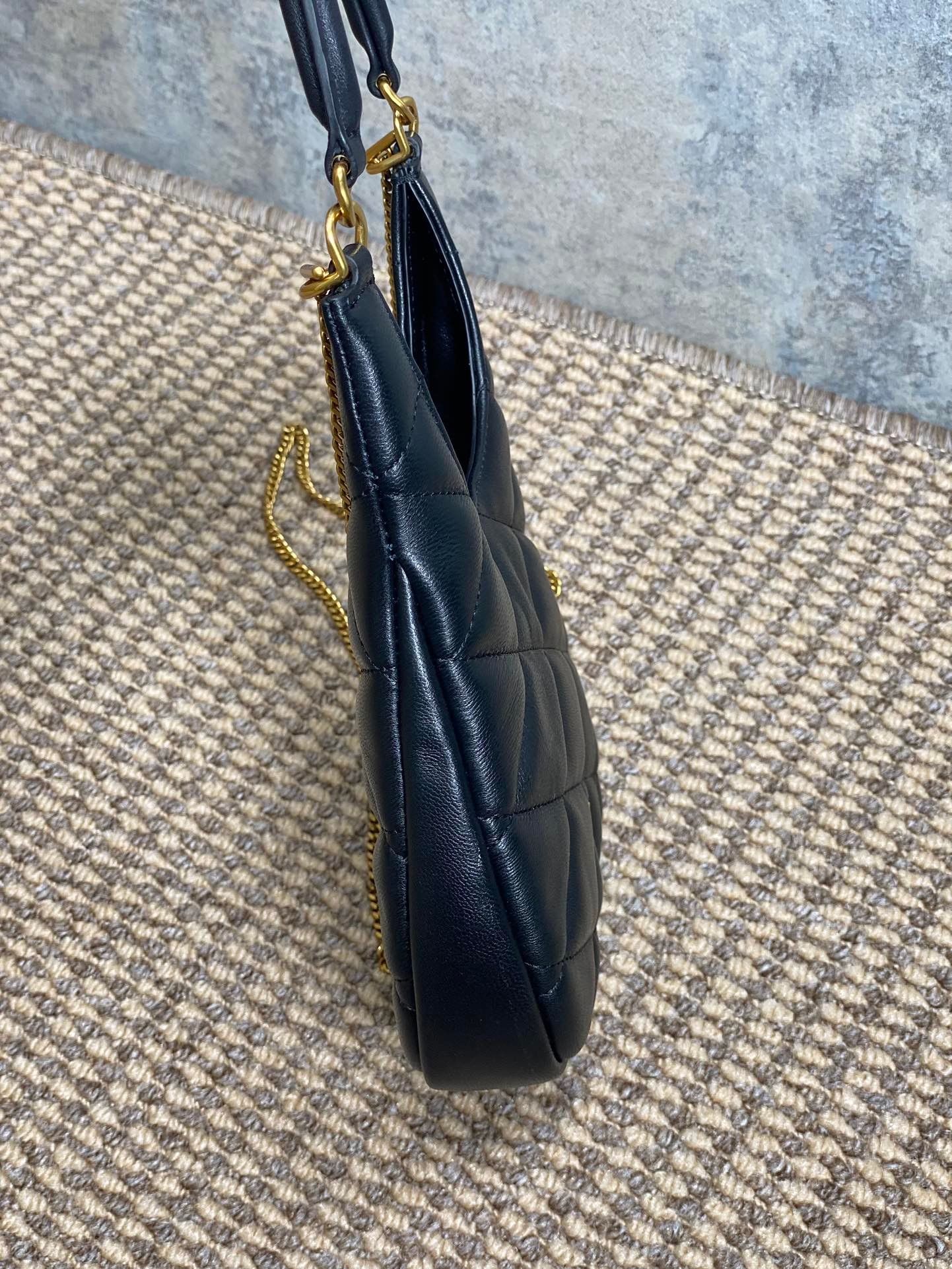 {Style No: LTJ349VR} SADE HOBO 21 IN BLACK LAMBSKIN GOLD HARDWARE - Image 3