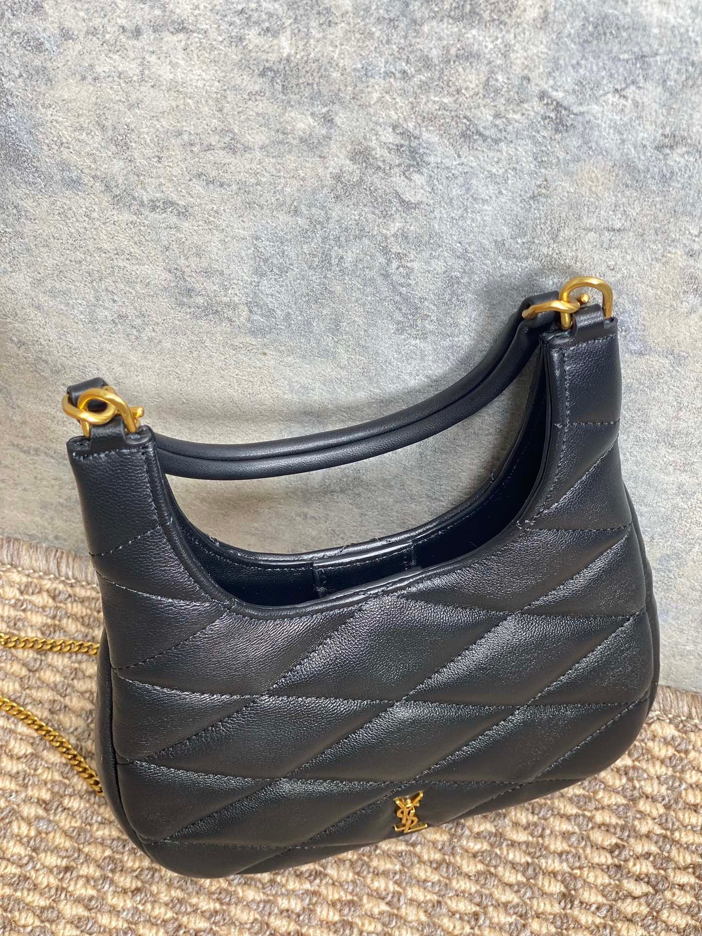 {Style No: LTJ349VR} SADE HOBO 21 IN BLACK LAMBSKIN GOLD HARDWARE - Image 5