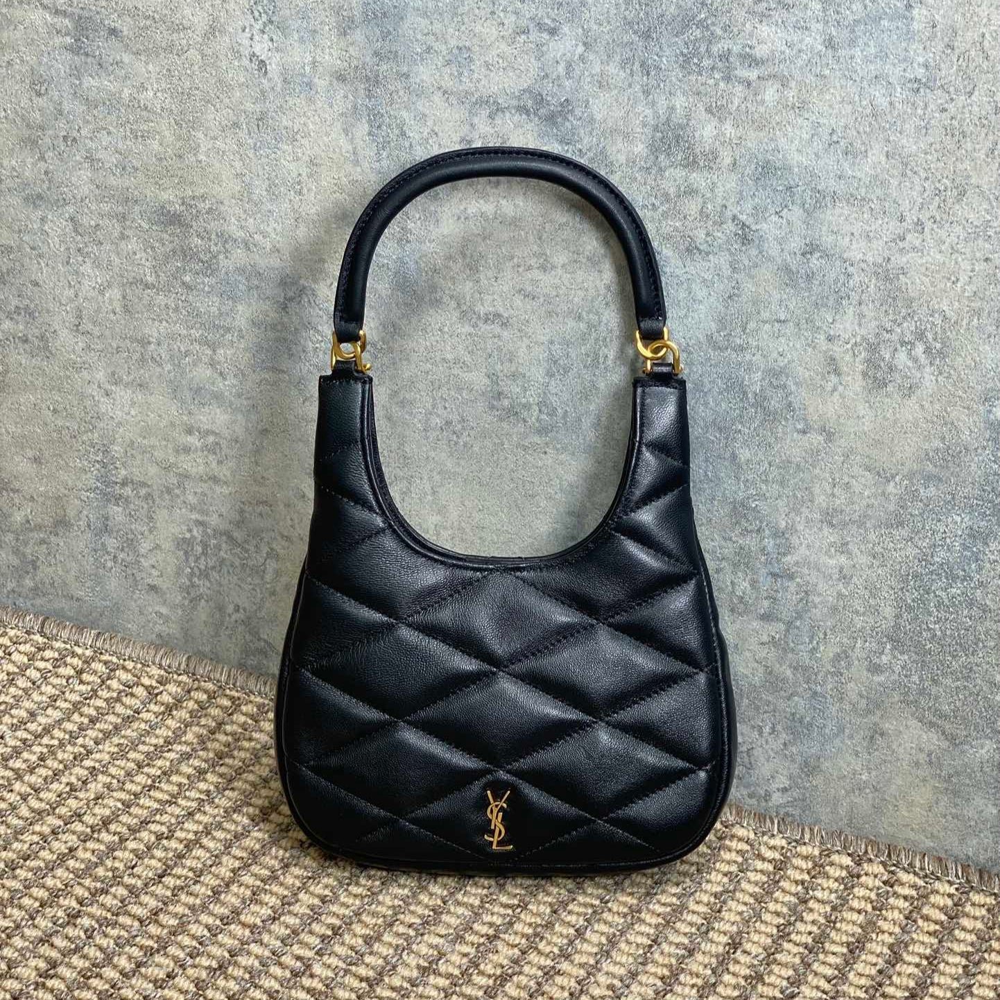 {Style No: LTJ349VR} SADE HOBO 21 IN BLACK LAMBSKIN GOLD HARDWARE